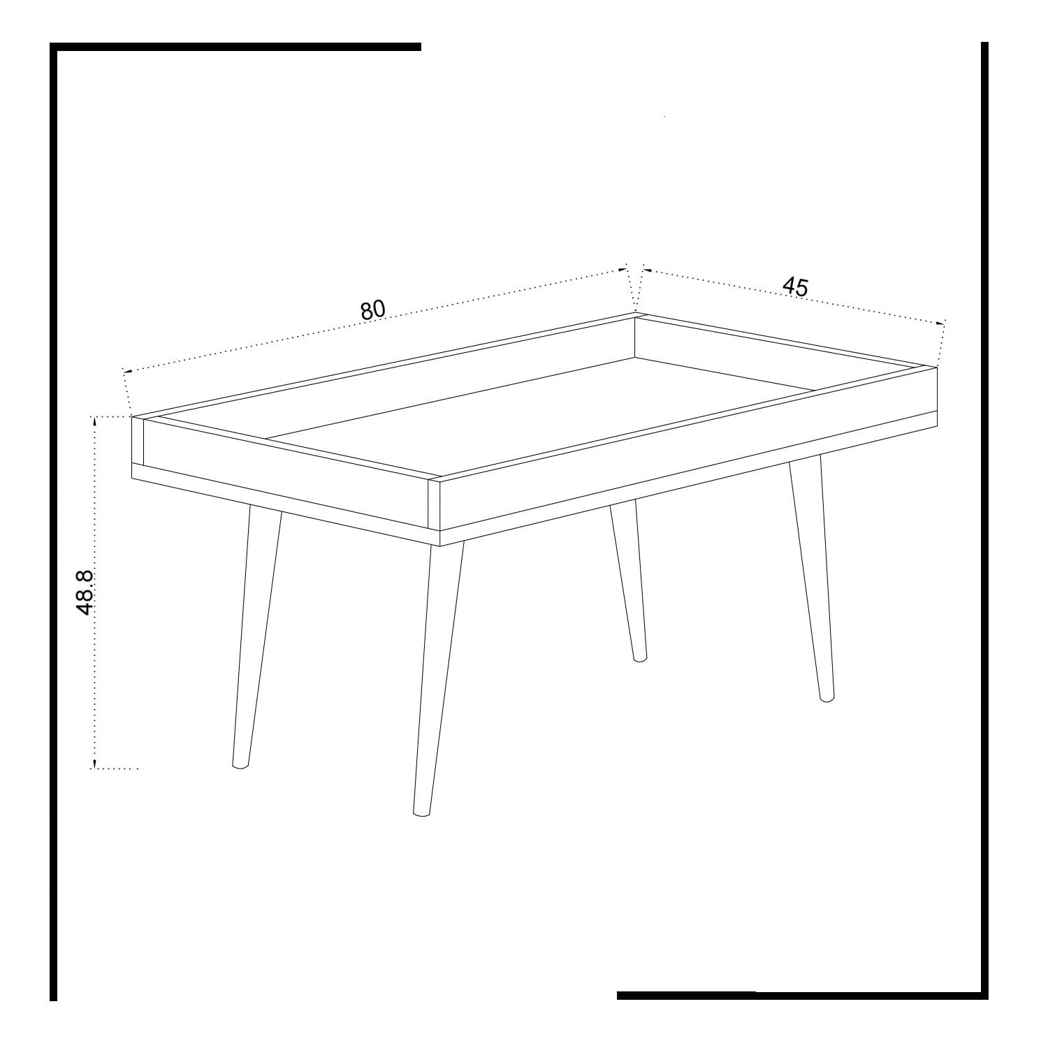 Masa de cafea din pal si lemn, Cross Alb / Stejar, L80xl45xH48,8 cm (3)