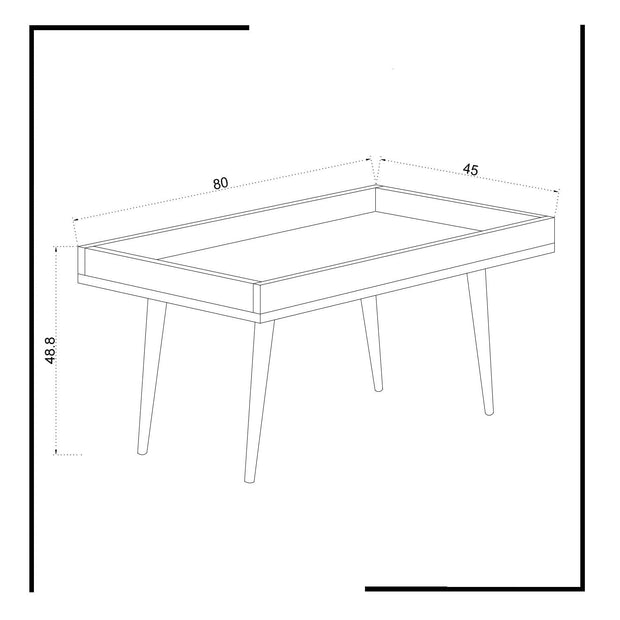 Masa de cafea din pal si lemn, Cross Alb / Stejar, L80xl45xH48,8 cm (3)