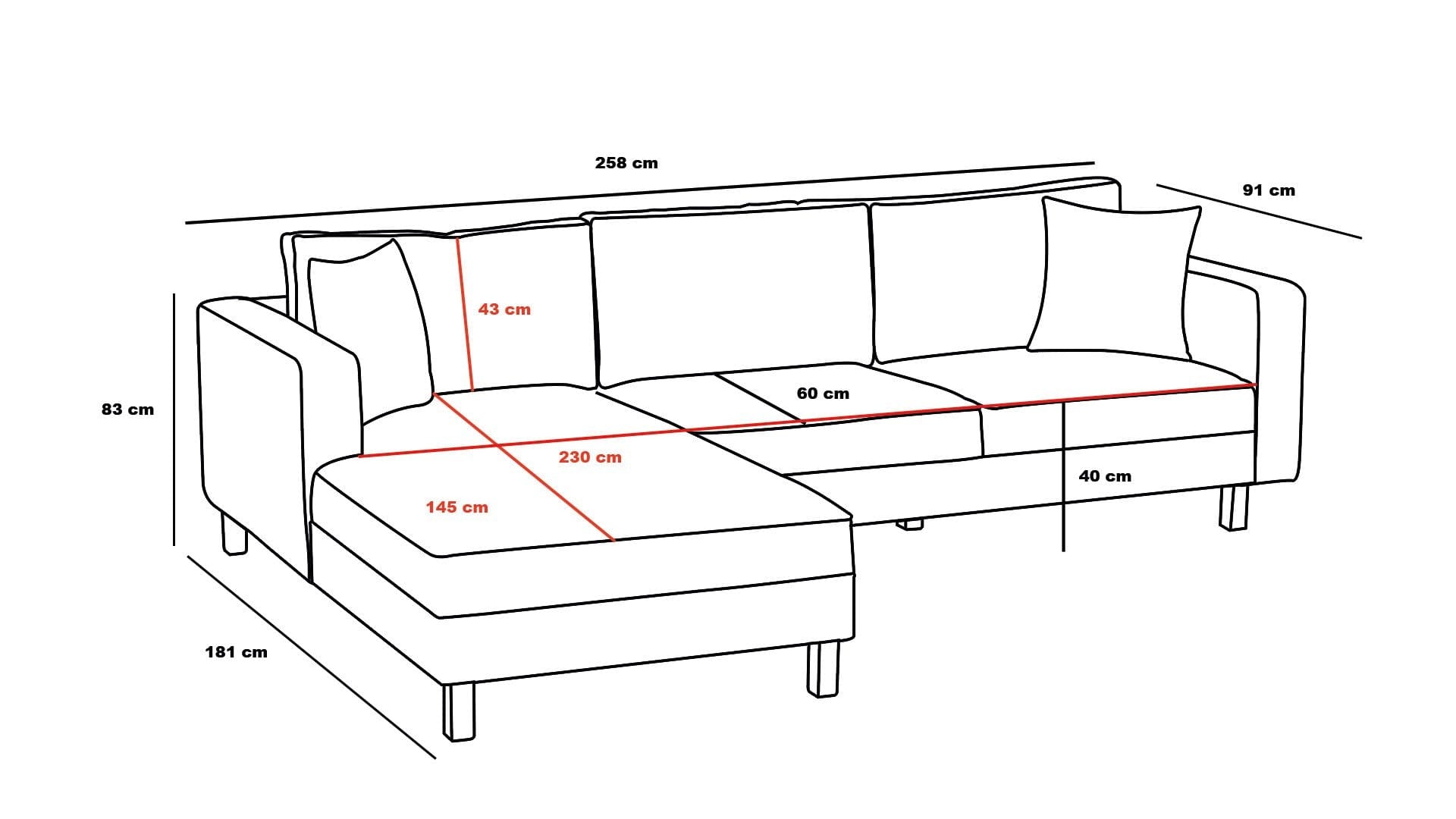 Coltar Fix Berlin Crem, Sezlong pe Dreapta, tapitat cu Stofa, l258xA181xH83 cm (5)