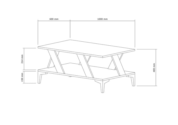 Masa de cafea din lemn, Tabla Antracit / Alb, L100xl40xH60 cm (3)