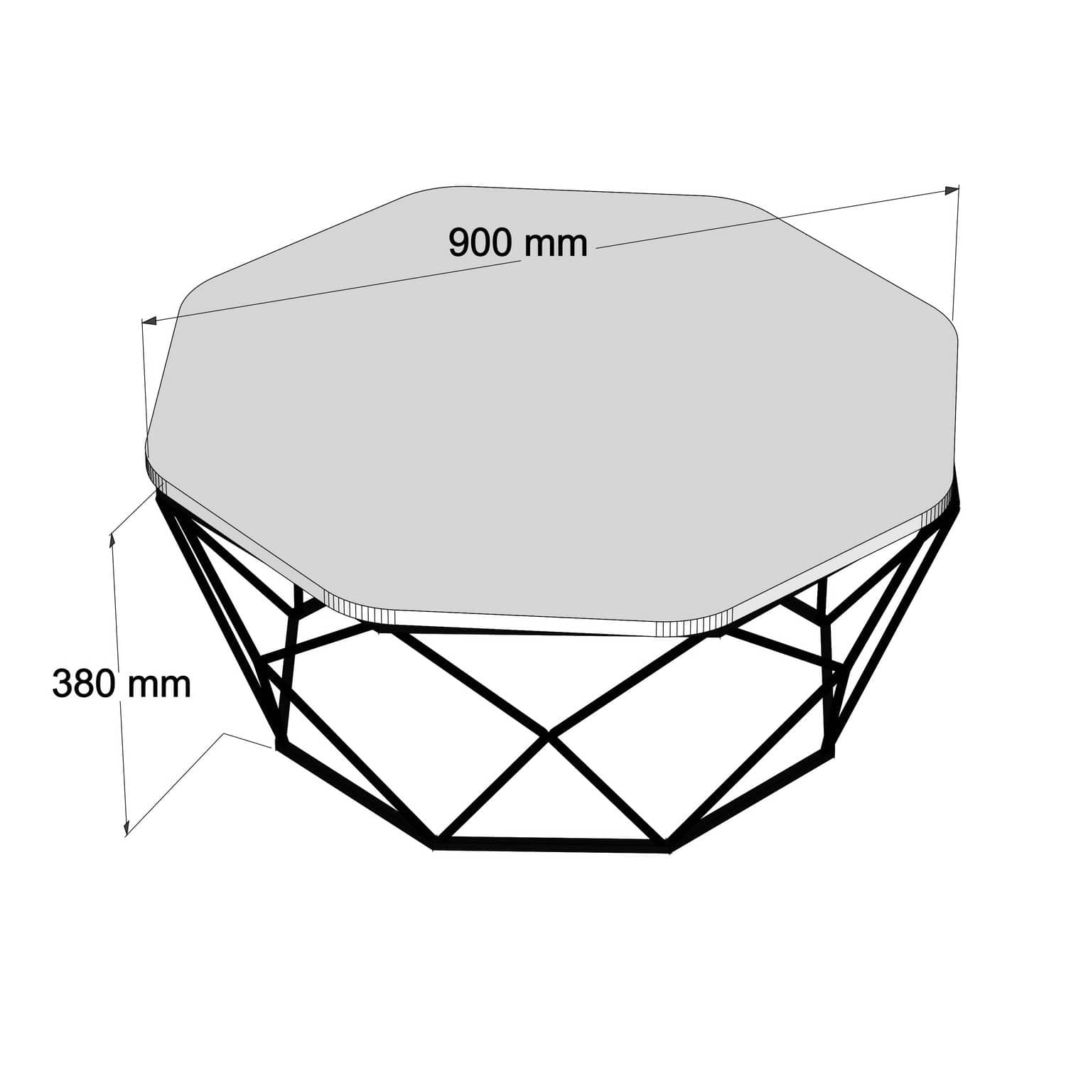 Masa de cafea din pal si metal, Diamond Alb / Negru, Ø90xH38 cm (3)