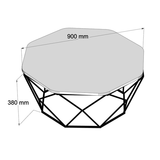 Masa de cafea din pal si metal, Diamond Alb / Negru, Ø90xH38 cm (3)