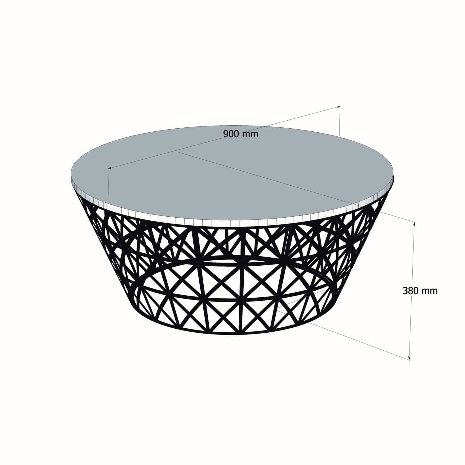 Masa de cafea din lemn, Stil Alb, Ø90xH38 cm (3)