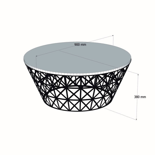 Masa de cafea din lemn, Stil Alb, Ø90xH38 cm (3)