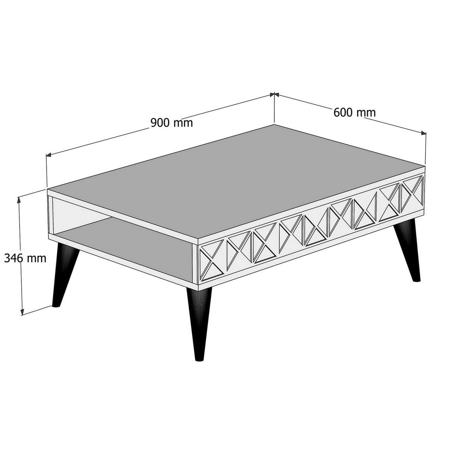 Masa de cafea din pal si lemn, Line Stejar / Nuc, L90xl60xH34,6 cm (3)