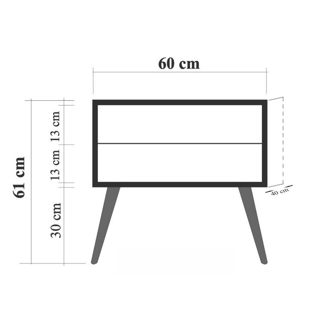 Noptiera din pal si lemn, cu 2 sertare, City Two Rainbow Multicolor / Stejar, l60xA40xH61 cm (4)