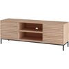 Comoda TV din MDF, pal si metal, cu 2 usi, Celine Natural / Negru, l140xA40xH50 cm