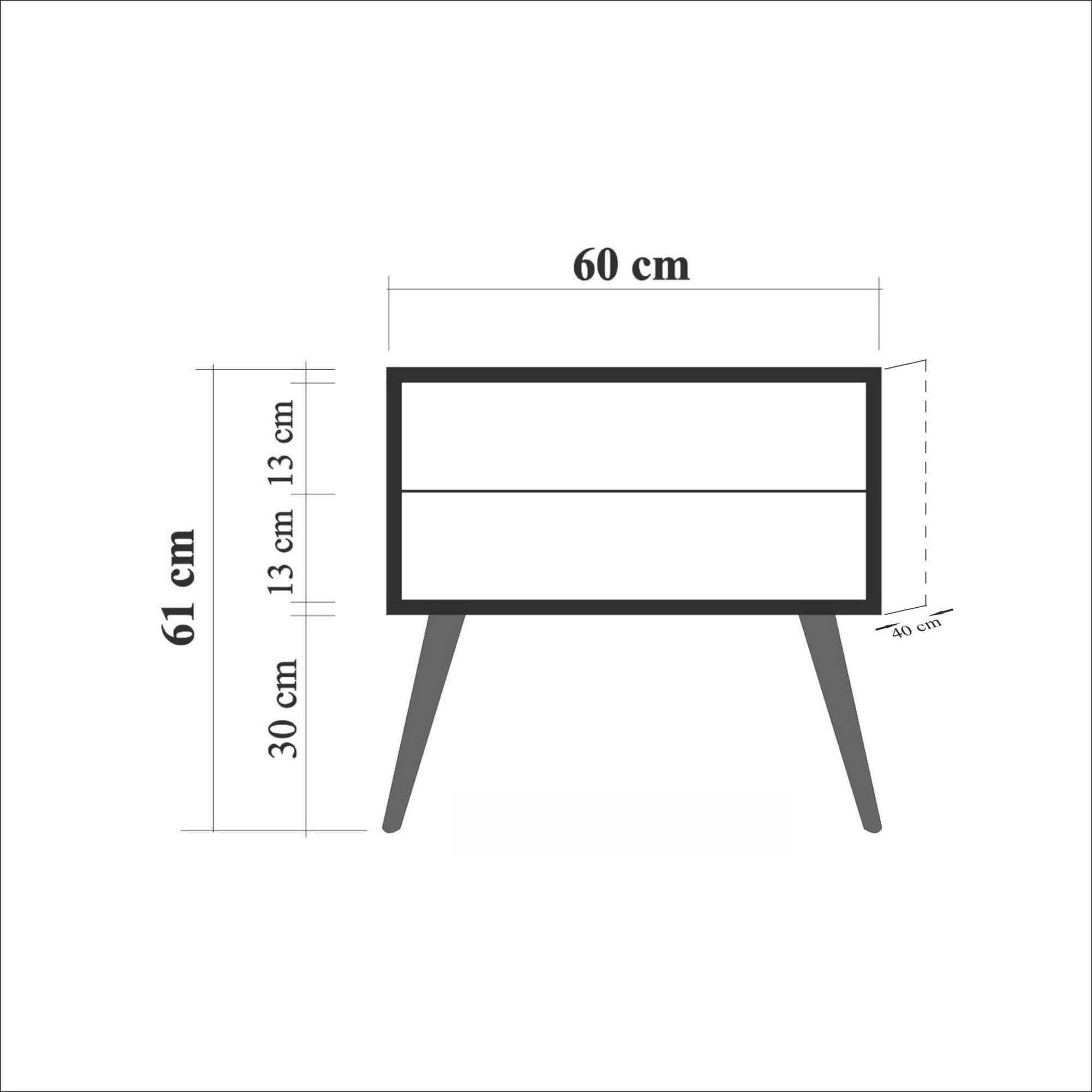 Noptiera din pal si lemn, cu 2 sertare, Two 220 Stejar Sonoma, l60xA40xH61 cm (6)