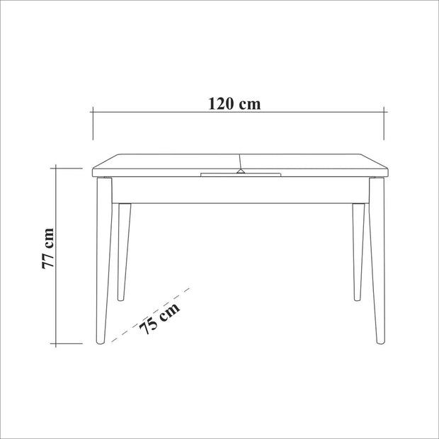 Masa extensibila din pal si plastic, Oliver Stejar / Negru, L120-153xl75xH77 cm (6)