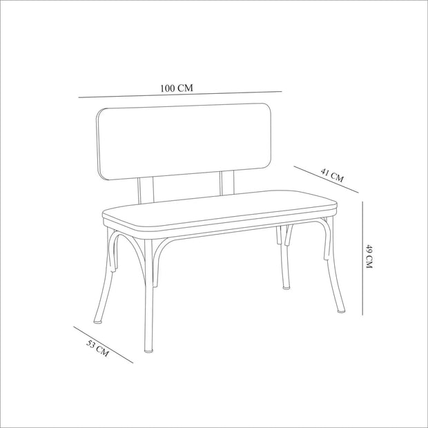 Set masa din pal + 2 scaune tapitate cu piele ecologica + 1 banca tapitata cu piele ecologica, Oliver -G- Negru / Nuc, L120xl75xH77 cm (12)