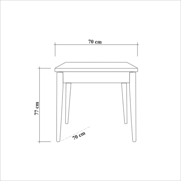 Set masa din pal + 2 scaune tapitate cu piele ecologica, Oliver W2 Negru / Nuc, L70xl77xH70 cm (8)