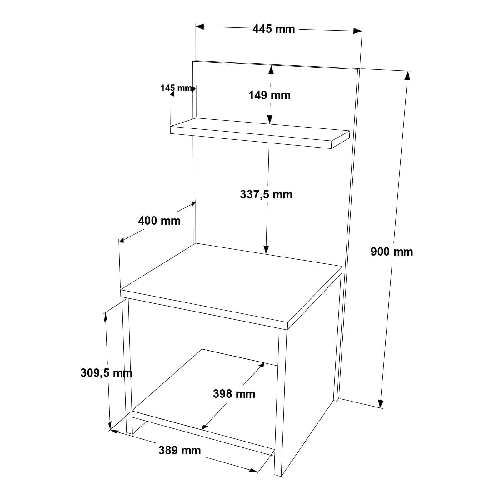 Noptiera din pal, Peso W Alb, l44,5xA39,8xH90 cm (6)