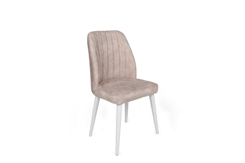 Set 4 scaune tapitate cu stofa si picioare din lemn, Alfa 495-V4 Velvet Crem / Alb, l50xA49xH90 cm (1)