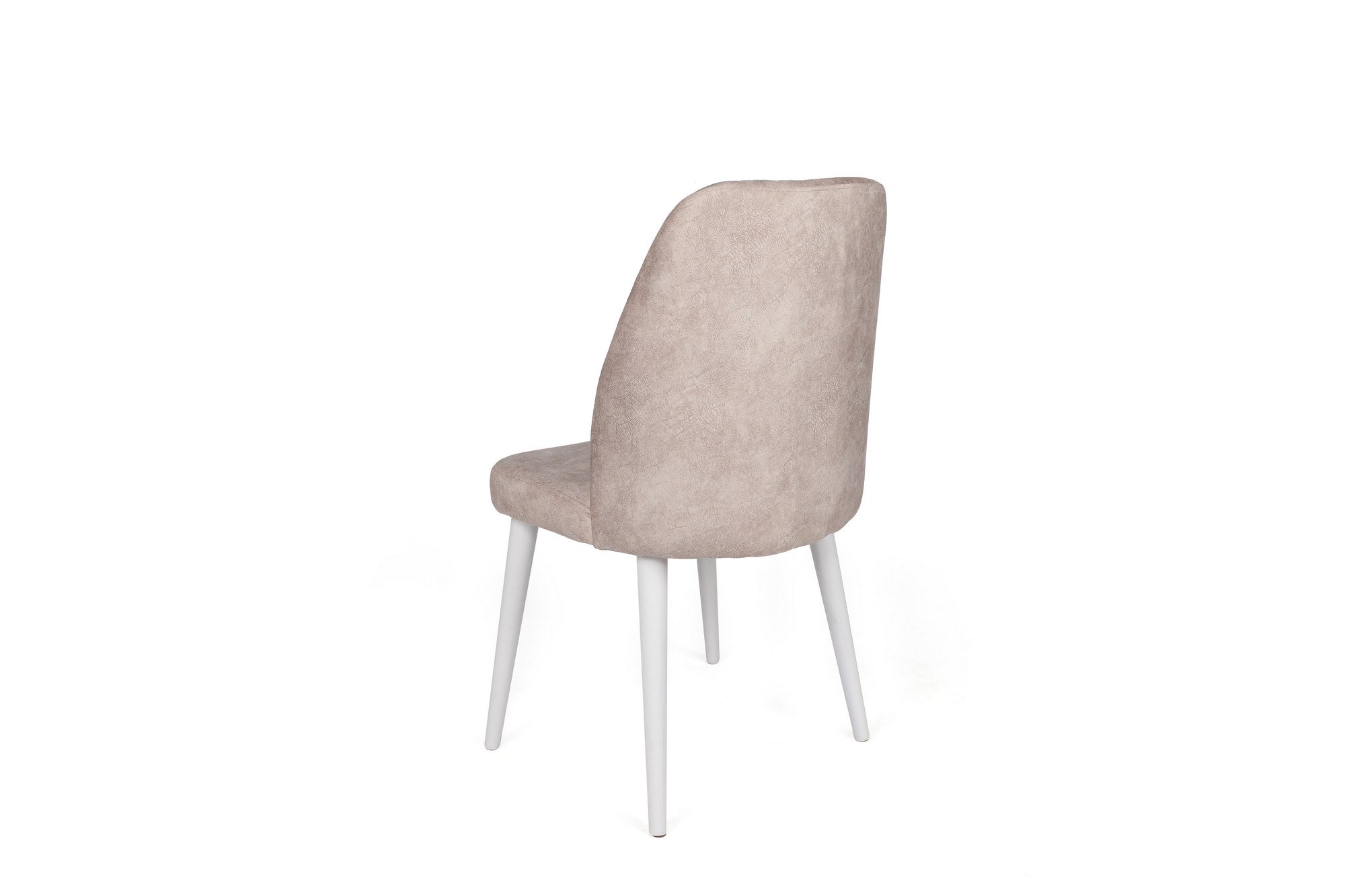 Set 4 scaune tapitate cu stofa si picioare din lemn, Alfa 495-V4 Velvet Crem / Alb, l50xA49xH90 cm (2)