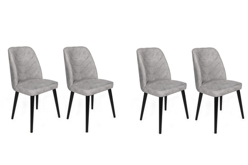 Set 4 scaune tapitate cu stofa si picioare din lemn, Dallas 524-V4 Velvet Gri / Negru, l50xA49xH90 cm