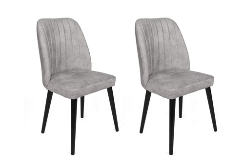 Set 2 scaune tapitate cu stofa si picioare din lemn, Alfa 438-V2 Velvet Gri / Negru, l50xA49xH90 cm
