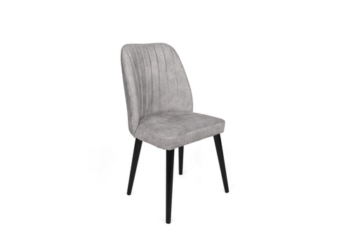 Set 2 scaune tapitate cu stofa si picioare din lemn, Alfa 438-V2 Velvet Gri / Negru, l50xA49xH90 cm (1)