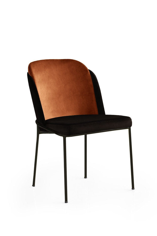 Set 4 scaune tapitate cu stofa si picioare metalice, DR - 147 V4 Velvet Caramiziu / Negru, l54xA55xH86 cm (1)