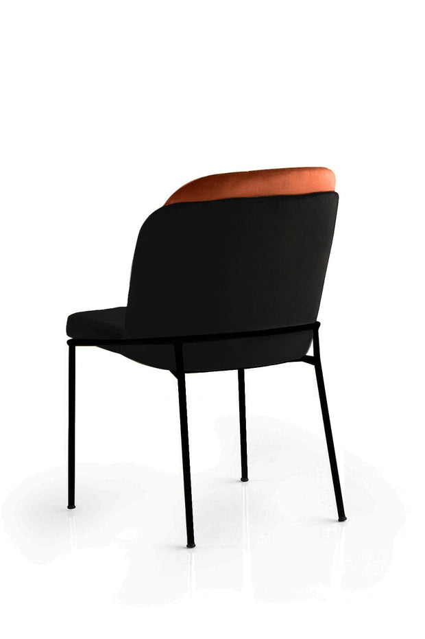 Set 4 scaune tapitate cu stofa si picioare metalice, DR - 147 V4 Velvet Caramiziu / Negru, l54xA55xH86 cm (2)