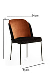 Set 4 scaune tapitate cu stofa si picioare metalice, DR - 147 V4 Velvet Caramiziu / Negru, l54xA55xH86 cm (3)