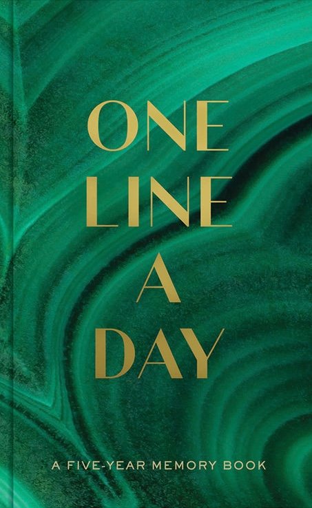 Agenda One Line a Day - Green w/Gold, in Limba Engleza