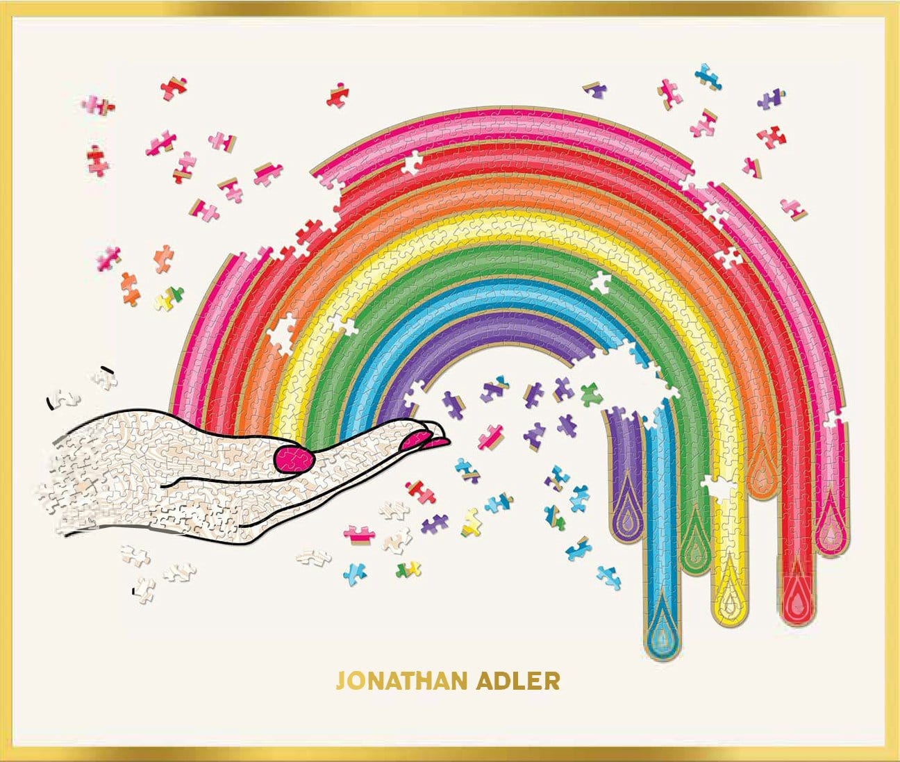 Puzzle Jonathan Adler Rainbow Hand Shaped, 750 piese, 21,6 x 25,4 cm
