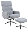 Fotoliu Recliner tapitat cu stofa + Taburet, Westfield -A1 Gri Deschis / Crom, l77xA89xH109 cm