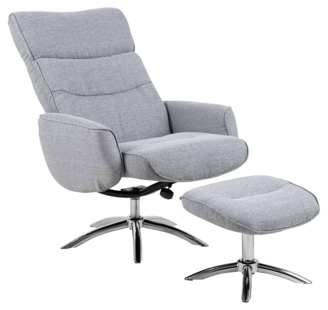 Fotoliu Recliner tapitat cu stofa + Taburet, Westfield -A1 Gri Deschis / Crom, l77xA89xH109 cm (2)