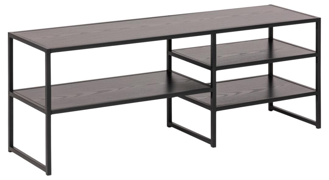 Comoda TV din MDF si metal, Seaford Negru, l120xA33xH46 cm