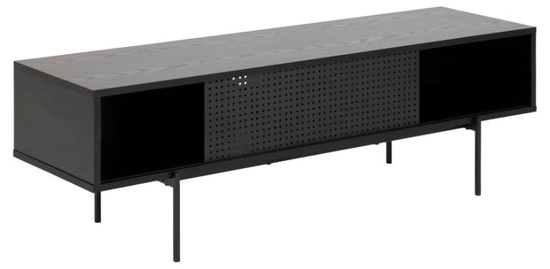 Comoda TV din MDF si metal, cu 1 usa, Angus Negru, l140xA40xH44,5 cm (2)