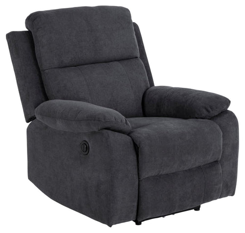 Fotoliu Recliner cu mecanism electric, tapitat cu stofa, Mora Gri Inchis / Negru, l89,5xA95xH98 cm