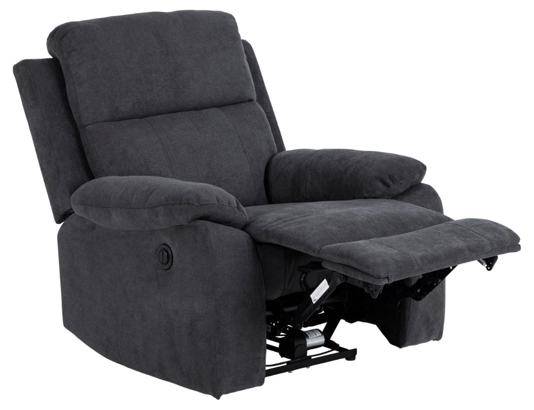 Fotoliu Recliner cu mecanism electric, tapitat cu stofa, Mora Gri Inchis / Negru, l89,5xA95xH98 cm (2)