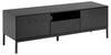 Comoda TV din MDF si metal, cu 1 sertar si 2 usi, Seaford II Negru, l140xA40xH45 cm