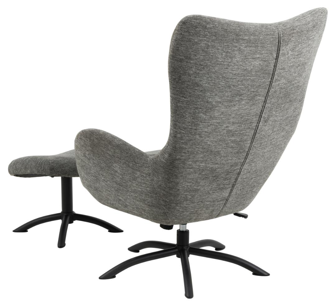 Fotoliu Recliner tapitat cu stofa + Taburet, Talgarth Gri / Negru, l76xA86xH105 cm (2)