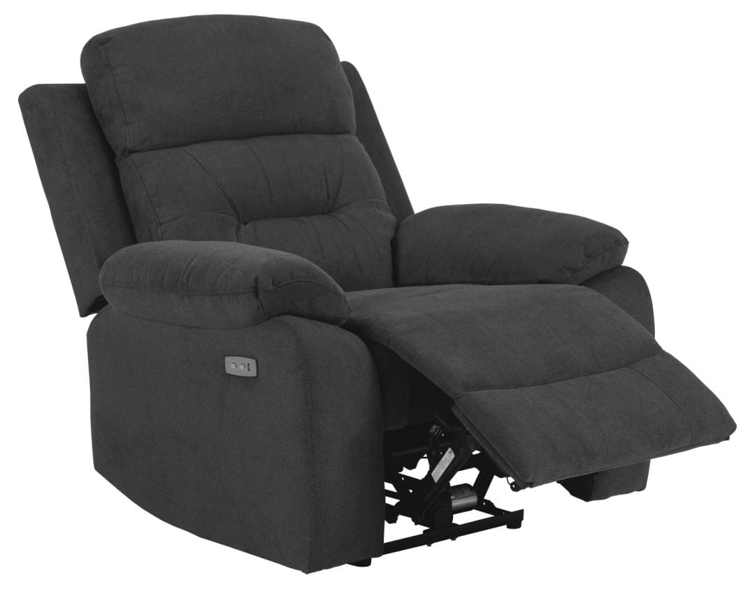 Fotoliu Recliner cu mecanism electric, tapitat cu stofa, Vansbro Gri Inchis / Negru, l92xA96xH98 cm (2)