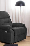 Fotoliu Recliner cu mecanism electric, tapitat cu stofa, Vansbro Gri Inchis / Negru, l92xA96xH98 cm (4)