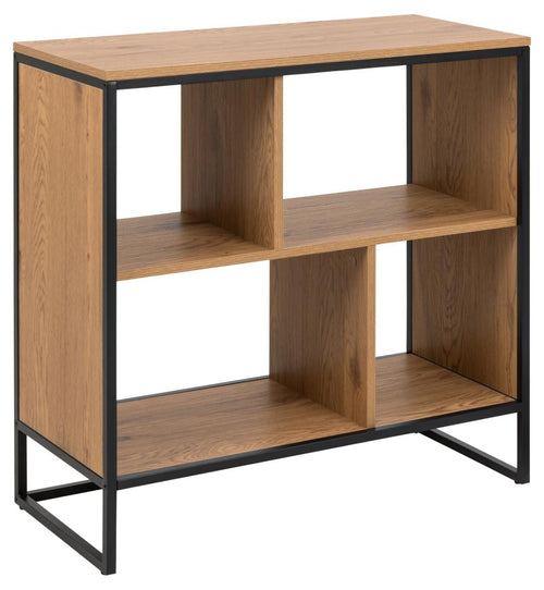 Biblioteca din MDF si metal, Swindon Natural / Negru, l77xA35xH79,5 cm