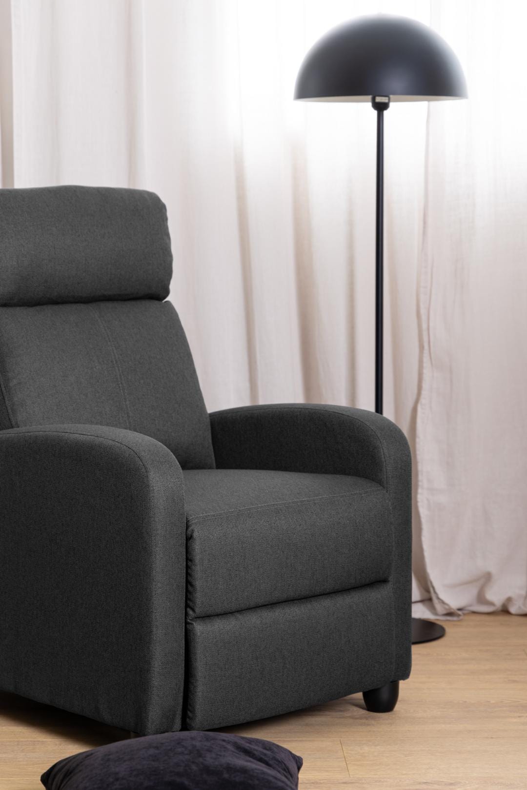 Fotoliu Recliner tapitat cu stofa, Siom Antracit / Negru, l67xA87xH100,5 cm (4)