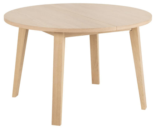 Masa rotunda din pal si lemn, A-Line Alb / Natural, Ø120xH75 cm