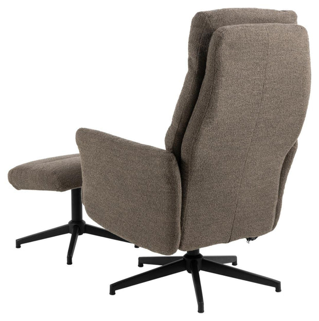 Fotoliu Recliner tapitat cu stofa + Taburet, London Cappuccino / Negru, l75xA83xH112 cm (2)