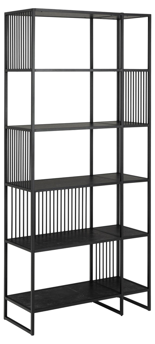 Biblioteca din MDF, pal si metal, Strington Negru, l85xA35xH185 cm