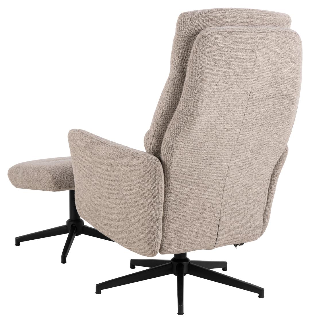 Fotoliu Recliner tapitat cu stofa + Taburet, London Bej / Negru, l75xA83xH112 cm (2)