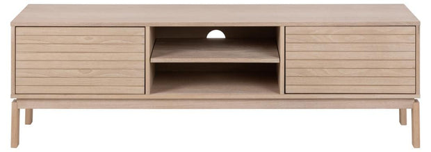 Comoda TV din MDF si lemn, cu 2 usi, Linley Natural, l160xA40xH50 cm (1)