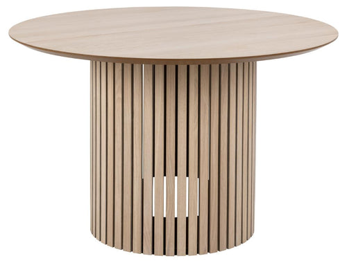 Masa rotunda din MDF si lemn, Linley Alb / Natural, Ø120xH75 cm