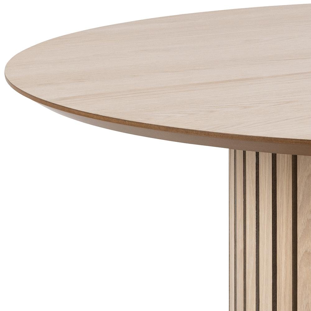 Masa rotunda din MDF si lemn, Linley Alb / Natural, Ø120xH75 cm (2)