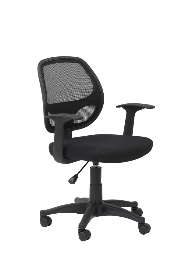 Scaun de birou ergonomic tapitat cu stofa, Davis Negru, l61xA55xH100 cm