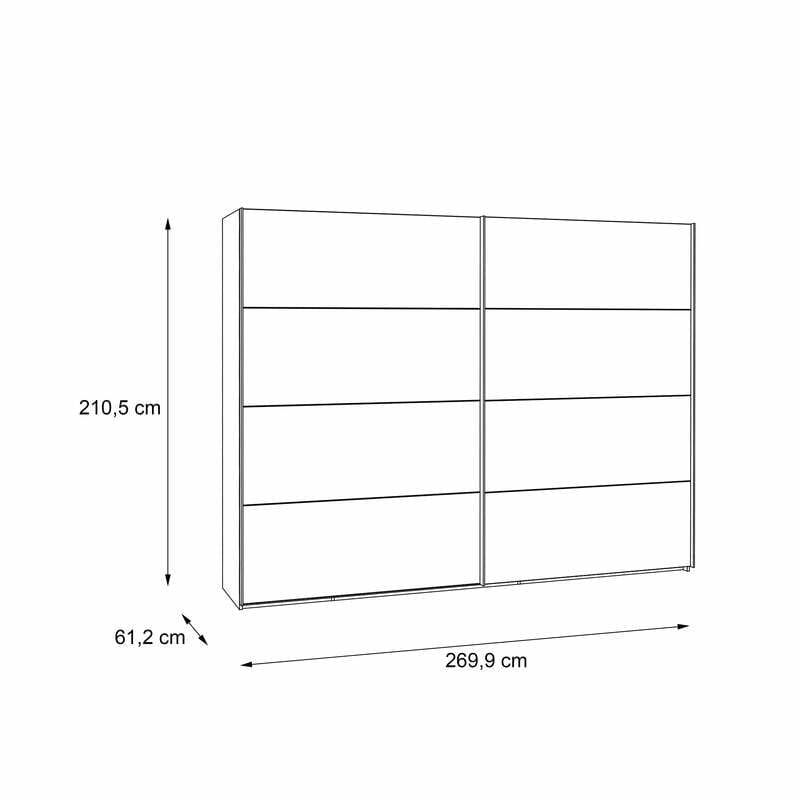 Dulap din pal, cu 2 usi glisante si sistem LED inclus, Modern Way Stejar / Alb, l280,6xA61,2xH215,9 cm (3)