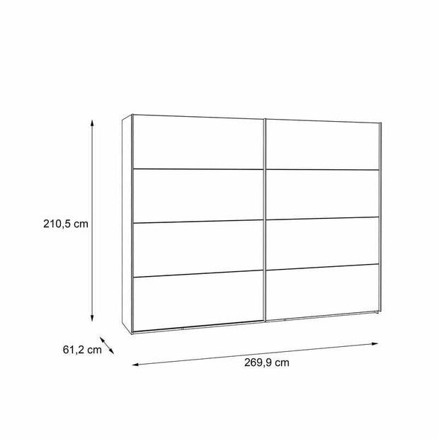 Dulap din pal, cu 2 usi glisante si sistem LED inclus, Modern Way Stejar / Alb, l280,6xA61,2xH215,9 cm (3)