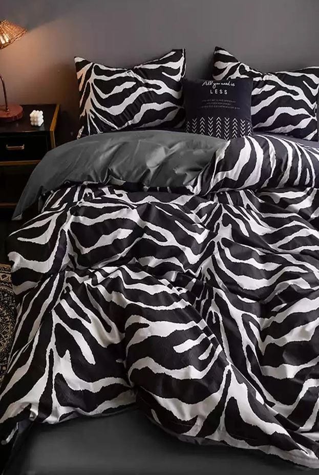 Lenjerie de pat din bumbac Ranforce, Zebra Gri / Negru / Alb, 200 x 220 cm (3)
