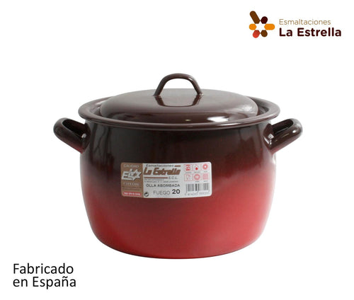 Oala din metal emailat, capac inclus, Ø20 cm, 5L, Fuego Burgundy / Rosu